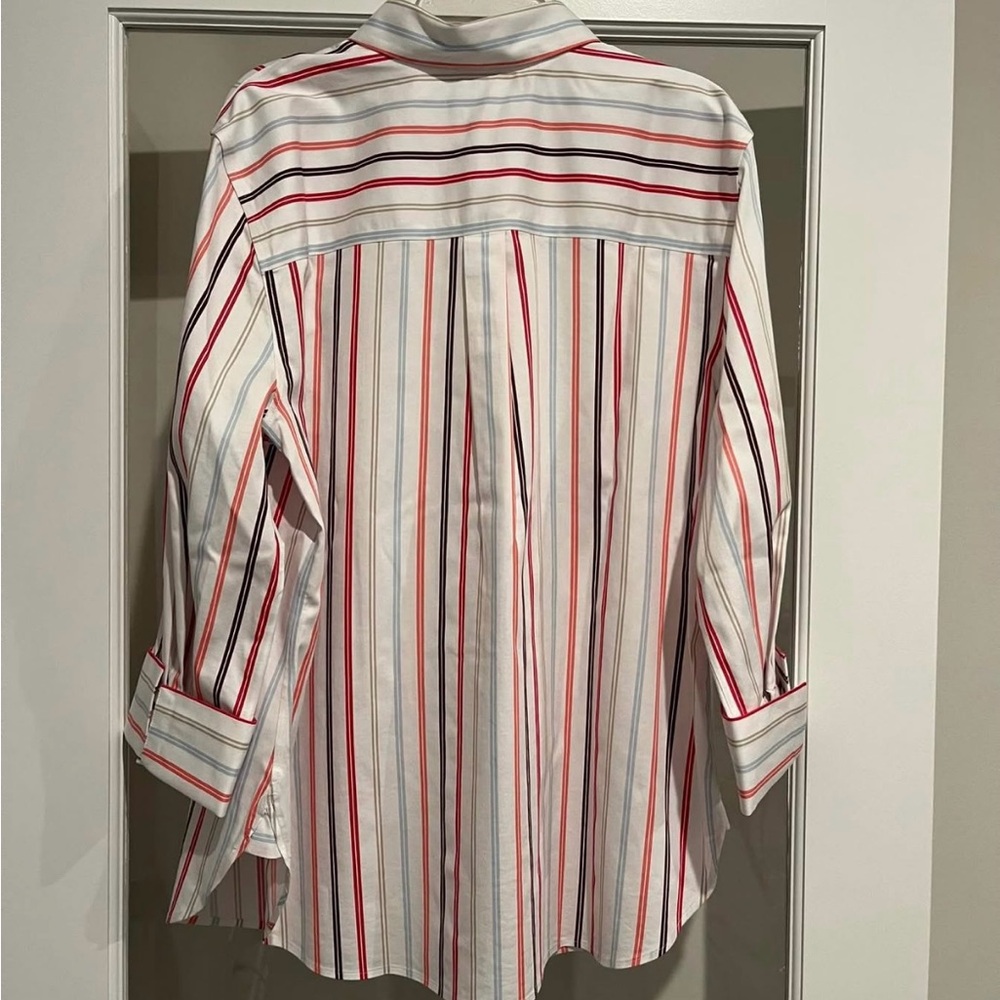CHICOS NO IRON STRIPED BLOUSE CHICOS SIZE 2 WILL FIT MISSES 12. NWT! - Picture 5 of 7